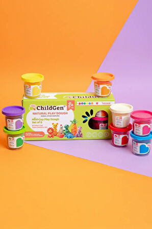 ChildGen Doğal Oyun Hamuru - Mini-Cup- 8'li Set (8x65gr)