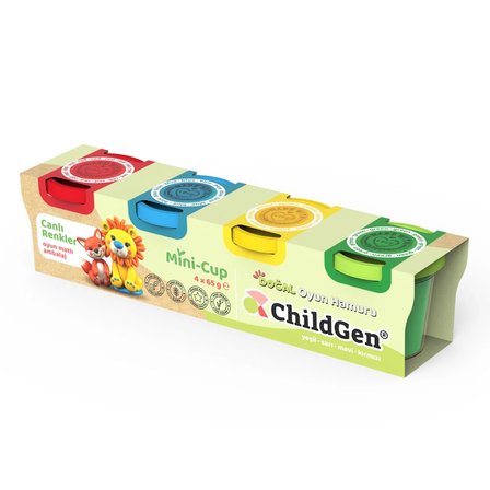 ChildGen Doğal Oyun Hamuru Mini Cup Tilki ve Aslan 4x65gr 