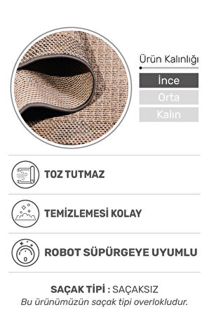Sisaletta Jüt Görünümlü Sisal Dokuma Modern Kilim | Tozumaz, Robot Süpürge Uyumlu