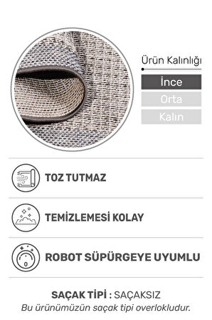 Sisaletta Jüt Görünümlü Sisal Dokuma Modern Kilim | Tozumaz, Robot Süpürge Uyumlu