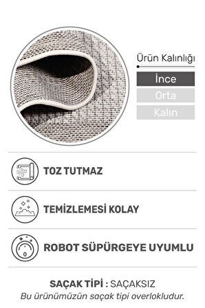 Sisaletta Jüt Görünümlü Sisal Dokuma Modern Kilim | Tozumaz, Robot Süpürge Uyumlu