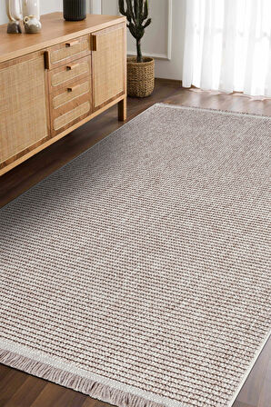 Ecolle Modern Halı | Dayanıklı, Yumuşak Dokulu, Dokuma Taban, Tozumaz Bej-160 x 230