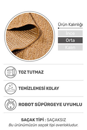 Jutena Jüt Görünümlü Bukle Halı | Hasır Renk, İnce Form, Dayanıklı ve Tozumaz