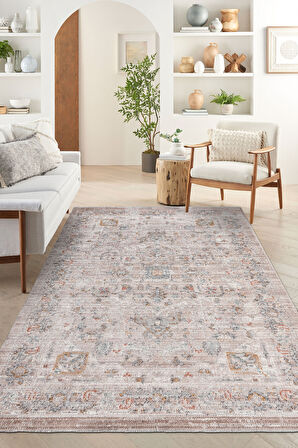 Retrova Halı Koleksiyonu | Vintage Eskitme Desenli, 6 mm İnce Form, Tozumaz ve Kolay Temizlik