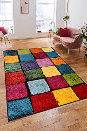 Colora Halı Koleksiyonu | Yumuşak Renkli Kare Halı, Tozumaz, Modern Tasarım ve Kolay Temizlik