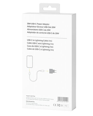 MobiLX M-20 20W iPhone 8–14 Pro Max Uyumlu Hızlı Şarj Adaptörü + USB-C to Lightning Kablo