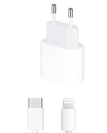 MobiLX M-20 20W iPhone 8–14 Pro Max Uyumlu Hızlı Şarj Adaptörü + USB-C to Lightning Kablo