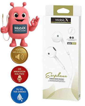 MobiLX ME-02 Beyaz Spor Kulak İçi Kulaklık – Aux Girişli, HD Ses Kalitesi, Tüm Telefon ve Cihazlarla Uyumlu