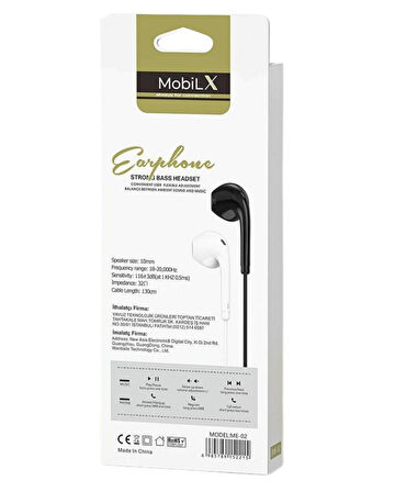 MobiLX ME-02 Beyaz Spor Kulak İçi Kulaklık – Aux Girişli, HD Ses Kalitesi, Tüm Telefon ve Cihazlarla Uyumlu