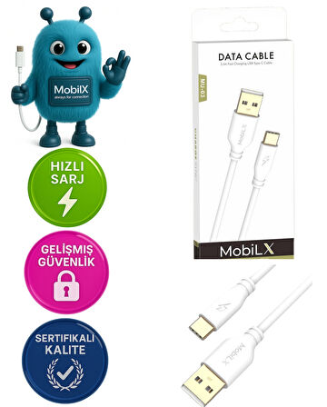MobiLX MU-03 3.4A Bakır Uç Silikon USB to Type-C Şarj ve Data Kablosu (1m)