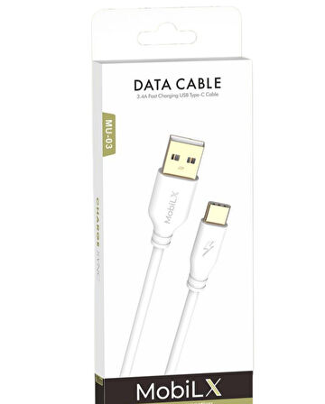 MobiLX MU-03 3.4A Bakır Uç Silikon USB to Type-C Şarj ve Data Kablosu (1m)