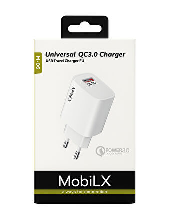 MobiLX QC 3.0 Universal Şarj Başlığı – USB Travel Charger EU | Model: M-05