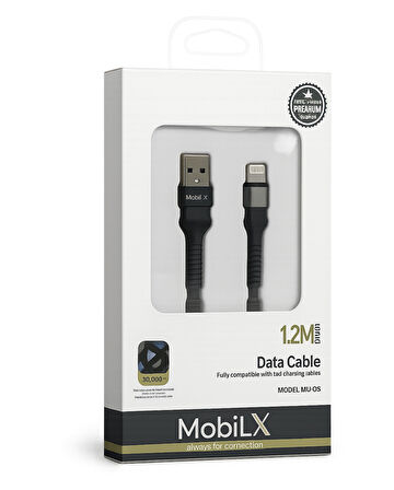 MobiLX Lightning Şarj Kablosu – 1.2 Metre | Hızlı Şarj Destekli | Model: MU-05