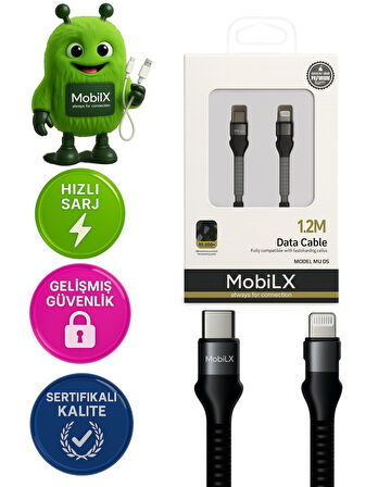 MobiLX iOS Uyumlu Lightning Şarj Kablosu – 1.2 Metre | Model: MU-05
