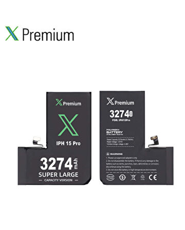 Xpremium iPhone 15 Pro Batarya – 3274 mAh Süper Yüksek Kapasiteli Güçlendirilmiş Pil