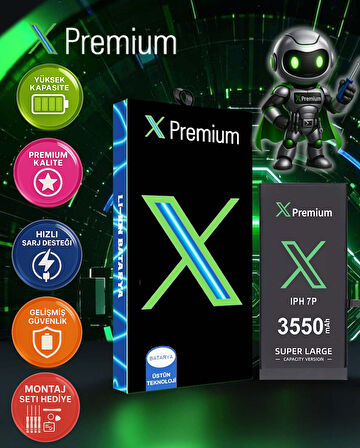 Xpremium iPhone 7 Plus Batarya Pil Süper Yüksek Kapasiteli Güçlendirilmiş 3550 mAh