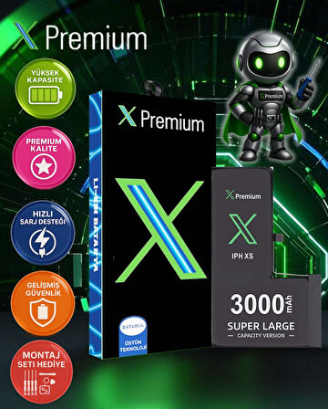 İPhone Xs Batarya Pil Süper Yüksek Kapasiteli Güçlendirilmiş 3000 mAh Xpremium