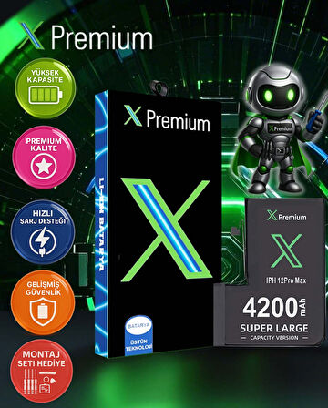 Xpremium iPhone 12 Pro Max Batarya Pil Süper Yüksek Kapasiteli Güçlendirilmiş 4200 mAh