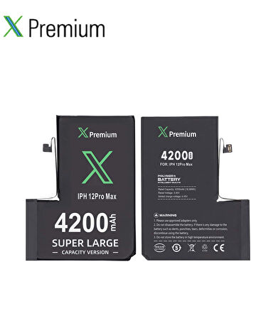 Xpremium iPhone 12 Pro Max Batarya Pil Süper Yüksek Kapasiteli Güçlendirilmiş 4200 mAh