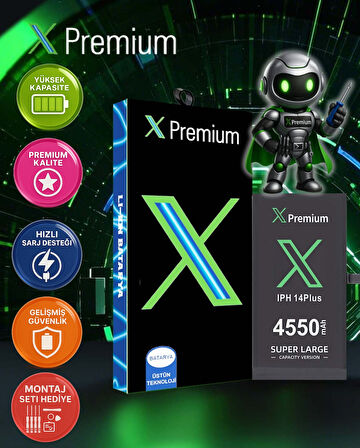 Xpremium iPhone 14 Plus Batarya Pil Süper Yüksek Kapasiteli Güçlendirilmiş 4550 mAh