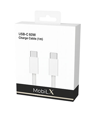 MobiLX Realme C63 Uyumlu 60W Type-C to Type-C Örgülü Şarj ve Data Kablosu (1m)