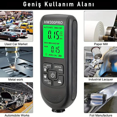 Valkyrie HW-300 Pro Kaplama Kalınlığı Ölçer – 0-2000 µm Ölçüm Aralığı, FE/NFE Algılama, Arka Aydınlatmalı LCD