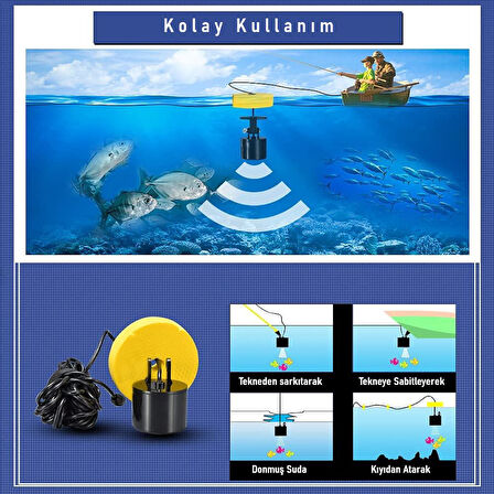 Valkyrie LCD Renkli Ekran Taşınabilir Kablolu Balık Bulucu 100 M nlik Aralığı Sonar Yankı Iskandil Balık Bulucu