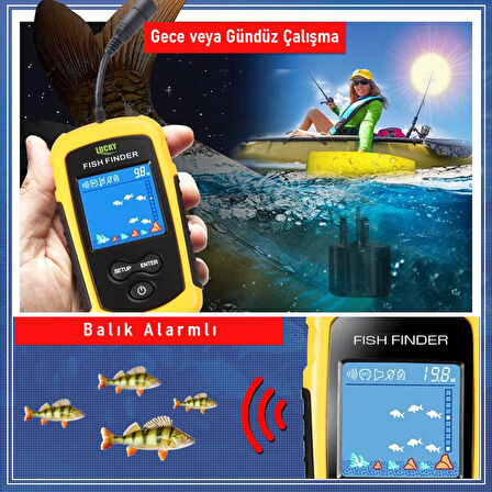 Valkyrie LCD Renkli Ekran Taşınabilir Kablolu Balık Bulucu 100 M nlik Aralığı Sonar Yankı Iskandil Balık Bulucu