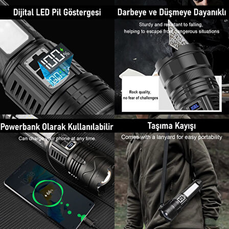 Valkyrie Şarjlı El Feneri 5400mAh 30W 9 Mod Powerbank Özellikli 6KM Aydınlatma