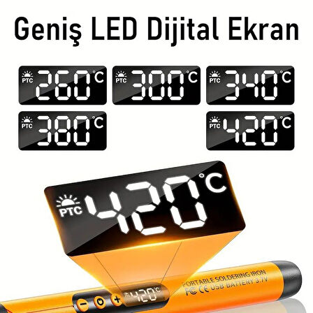 Valkyrie Şarjlı Dijital Ekranlı Havya Seti 420°C Ayarlanabilir Sıcaklık Type-C Hızlı Şarj