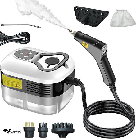 Valkyrie El Tipi Buharlı Temizleyici 2500W Basınçlı Yüksek Isı, Çoklu Başlık Aparatlı Derinlemesine Hijyenik Temizlik
