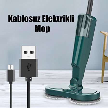 Valkyrie Şarjlı Su Püskürtmeli Elektrikli Mop – Çift Döner Başlık, Mikrofiber Ped, 2000 mAh, Tüm Zeminlerde Etkili Yeşil