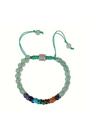 Valkyrie Doğal Taş 7 Çakra Bileklik – Ayarlanabilir Örgü Tasarım – Aventurin & Chakra Enerji Taşları