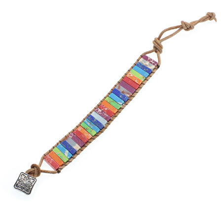 VALKYRIE Renkli Doğal Taş Mozaik Bileklik – El Yapımı Ayarlanabilir Düğmeli Bohem Tasarım