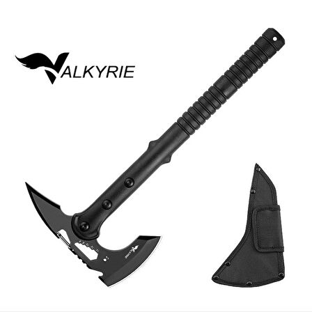 Valkyrie Çok Amaçlı Kamp Baltası – Outdoor Survival Balta – Çok Fonksiyonlu Çelik Başlık – Odun Kesme, Avcılık, Kamp, Trekking