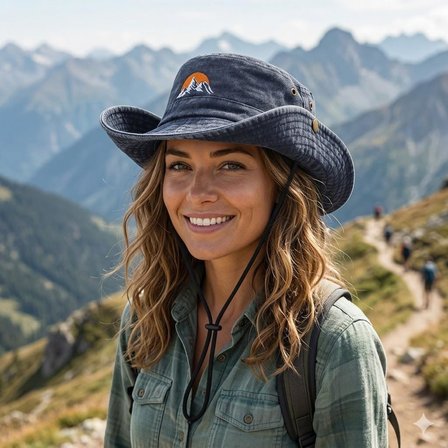 Valkyrie Outdoor Balıkçı Şapkası Geniş Kenarlı Dağ Nakışlı Kamp Yürüyüş Balıkçı Şapka Lacivert
