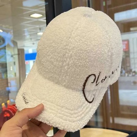 Valkyrie Peluş Şapka Kadın Erkek Unisex Kışlık Şapka Cloud Nakışlı Ayarlanabilir Bej Teddy Şapka Beyaz
