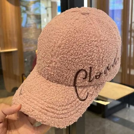Valkyrie Peluş Şapka Kadın Erkek Unisex Kışlık Şapka Cloud Nakışlı Ayarlanabilir Bej Teddy Şapka Pembe