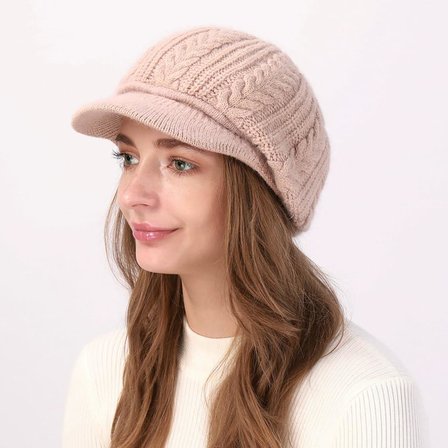Kadın Triko Şapka Yumuşak Dokulu Kışlık Bere Şapka Günlük Kullanım Kaşe Model Pembe