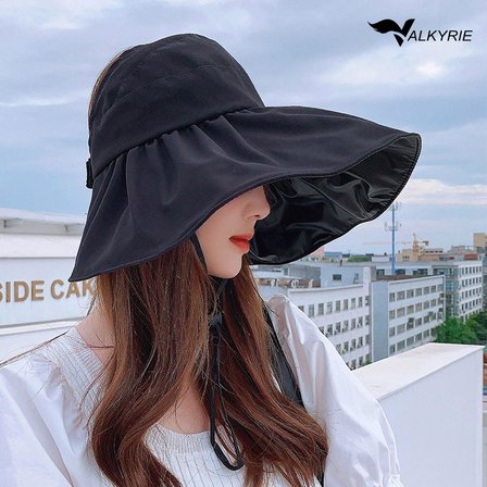 Valkyrie Kadın Geniş Siperlikli Güneş Şapkası At Kuyruğu Uyumlu Yazlık Vizör Şapka Siyah
