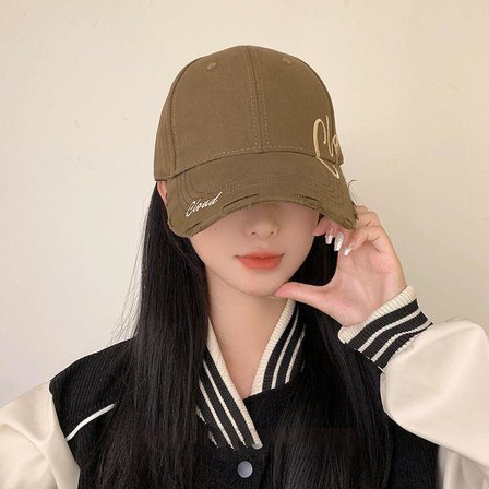 Valkyrie Unisex Eskitme Detaylı Şapka Yazı Nakışlı Ayarlanabilir Beyzbol Şapkası Kahverengi 