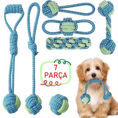 Valkyrie 7 Parça Köpek Halat Oyuncak Seti Isırma Çekiştirme Eğitim Toplu İp Oyuncağı