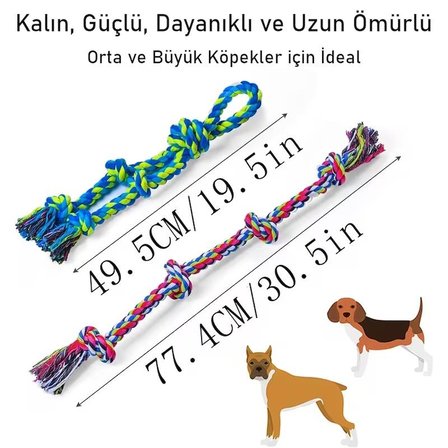 Valkyrie 2’li Büyük Boy Köpek Halat Oyuncağı Seti Isırma Çekiştirme Diş Kaşıma Eğitim İpi