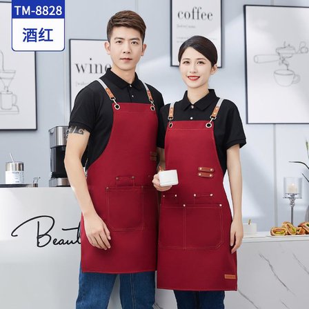 Valkyrie Suya Dayanıklı Barista Önlüğü Ayarlanabilir Askılı Cepli Mutfak Kafe Garson Önlüğü Şarap 74 cm