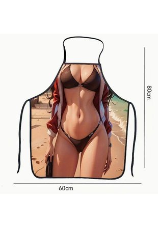 Valkyrie Bikini Esprili Mutfak Önlüğü Baskılı Unisex Parti Barbekü Mutfak Önlüğü 80x60 cm