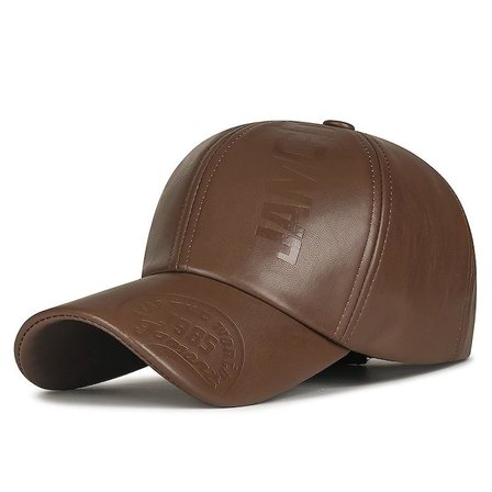 Valkyrie Erkek Açık Kahverengi Deri Şapka Kavisli Siperlikli Ayarlanabilir Spor Günlük Baseball Cap