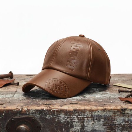 Valkyrie Erkek Açık Kahverengi Deri Şapka Kavisli Siperlikli Ayarlanabilir Spor Günlük Baseball Cap