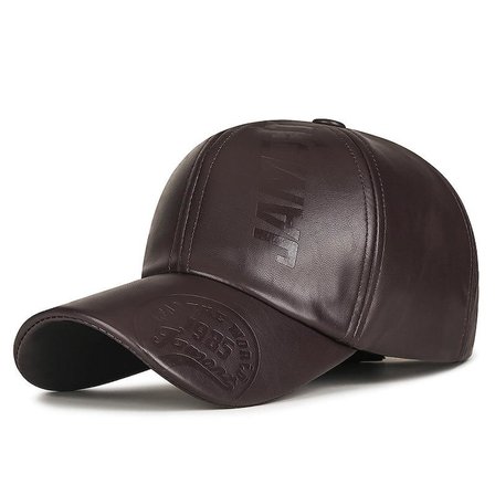 Valkyrie Erkek Koyu Kahverengi Deri Şapka Kavisli Siperlikli Ayarlanabilir Spor Günlük Baseball Cap