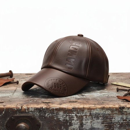 Valkyrie Erkek Koyu Kahverengi Deri Şapka Kavisli Siperlikli Ayarlanabilir Spor Günlük Baseball Cap