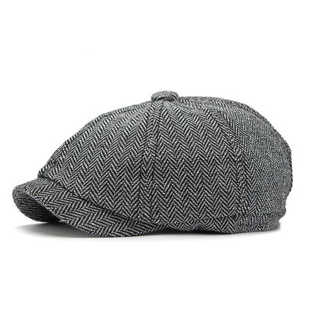 Valkyrie Unisex Gri Balıksırtı Kasket Şapka Vintage İngiliz Stil 8 Dilimli Newsboy Cap